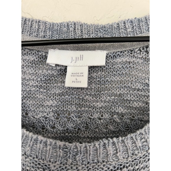 J Jill Womens Gray Knit Sweater Top Short Sleeve V Neck Petite Large - Picture 3 of 6